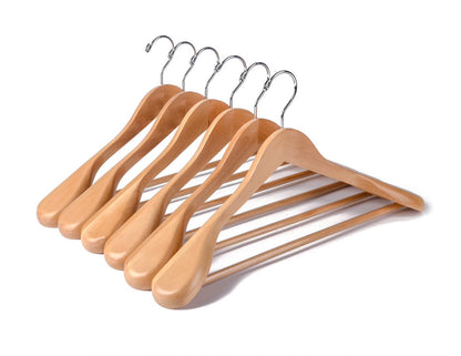 Wooden Clothes Hangers 10-Pack Wide Shoulder Design Non-Slip Glossy Finish for Closet Organization Coat Jacket Storage Heavy Duty Premium