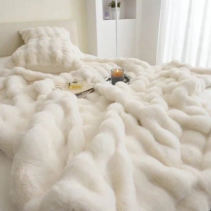 Plush Faux Fur Throw Blanket with Silky Soft Texture for Couch, Bed & Living Room Decor in Multiple Colors
