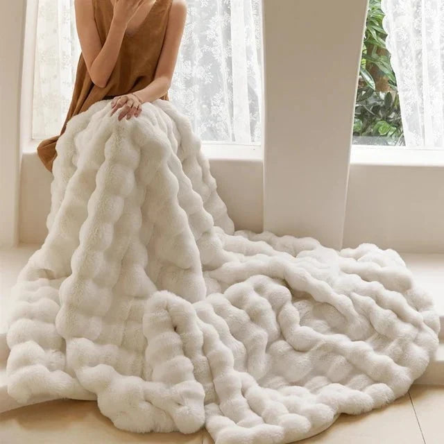 Plush Faux Fur Throw Blanket with Silky Soft Texture for Couch, Bed & Living Room Decor in Multiple Colors
