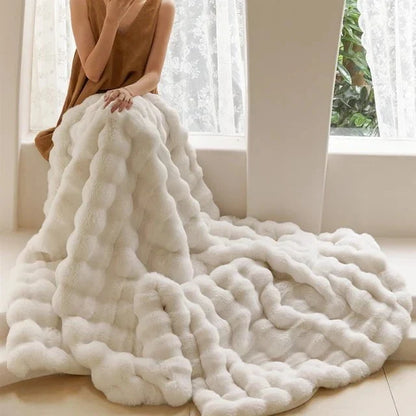 Plush Faux Fur Throw Blanket with Silky Soft Texture for Couch, Bed & Living Room Decor in Multiple Colors