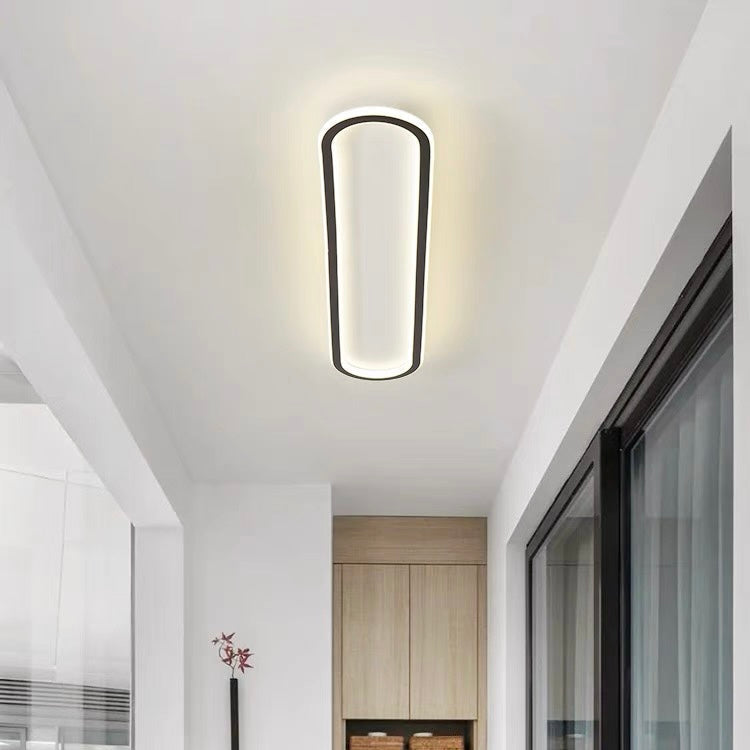 Lámpara LED de techo de montaje empotrado, ovalada, de perfil bajo, en blanco y negro, para dormitorio, pasillo, entrada, vestíbulo, iluminación de techo contemporánea, moderna y minimalista.