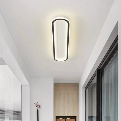 Lámpara LED de techo de montaje empotrado, ovalada, de perfil bajo, en blanco y negro, para dormitorio, pasillo, entrada, vestíbulo, iluminación de techo contemporánea, moderna y minimalista.