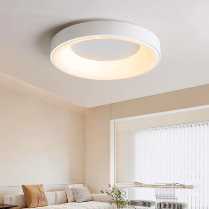 Round LED Overhead Fixture for Bedroom & Hallway – Ultra-Slim Iron & Acrylic Disc – Dimmable Options for Living Room & Entryway