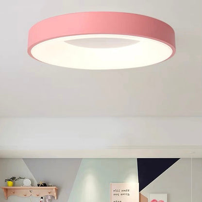 Round Flush Mount LED Fixture Iron Acrylic Low Profile for Bedroom Hallway Living Room Kitchen Dining Room Modern Minimalist Slim Design