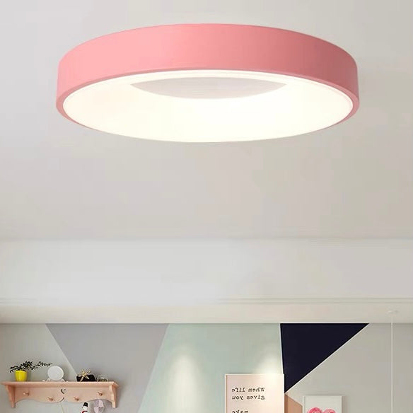 Round LED Overhead Fixture for Bedroom & Hallway – Ultra-Slim Iron & Acrylic Disc – Dimmable Options for Living Room & Entryway