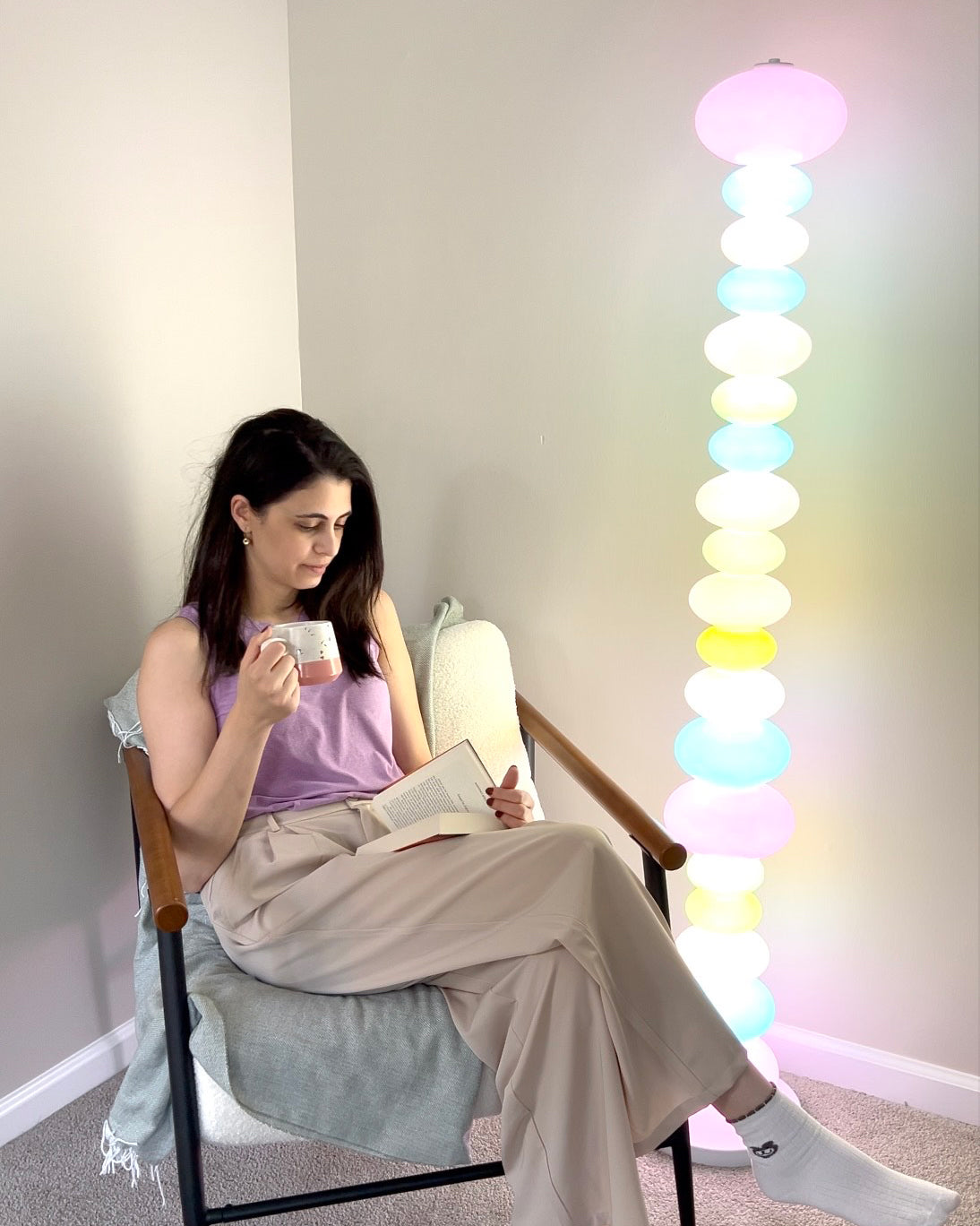 Translucent Acrylic Tower Light 63 Inches Tall Modern Statement Piece for Bedrooms Lounges Hallways Offices