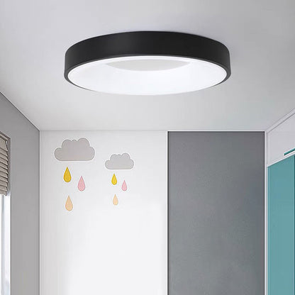Round LED Overhead Fixture for Bedroom & Hallway – Ultra-Slim Iron & Acrylic Disc – Dimmable Options for Living Room & Entryway