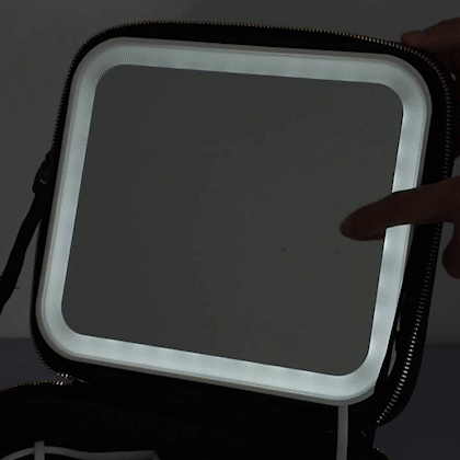 AURAMIR – Neceser de maquillaje portátil con espejo LED y brillo ajustable para viajes y uso diario