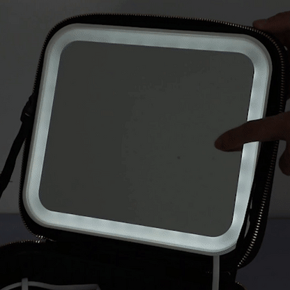 AURAMIR – Neceser de maquillaje portátil con espejo LED y brillo ajustable para viajes y uso diario