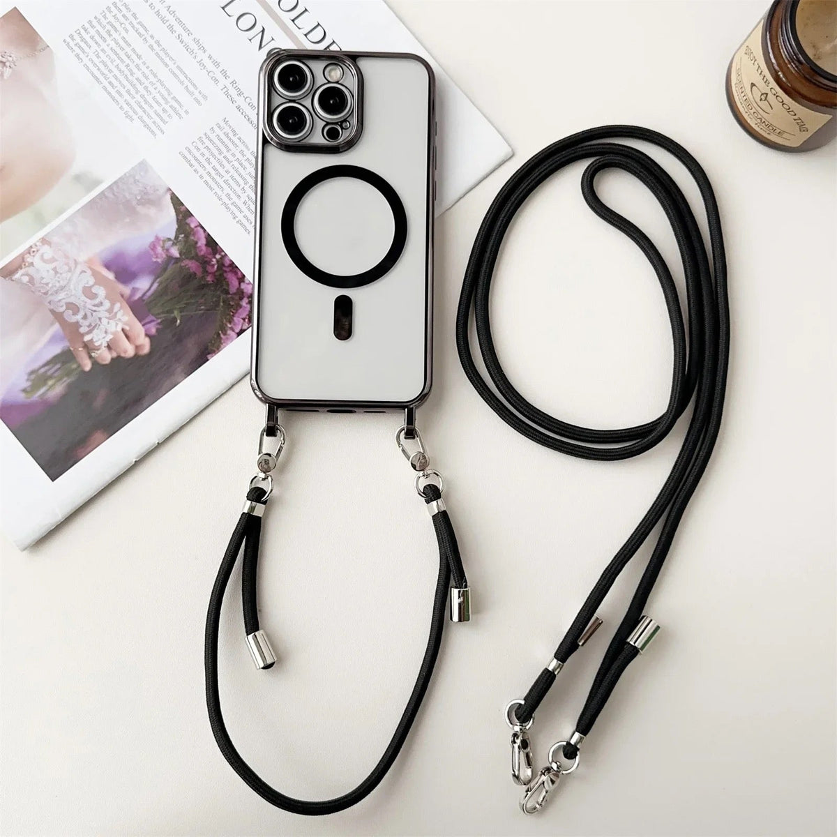 MagSafe Crossbody iPhone Case with Adjustable Strap for Hands-Free Carrying | Compatible with All MagSafe Accessories | Slim Protective