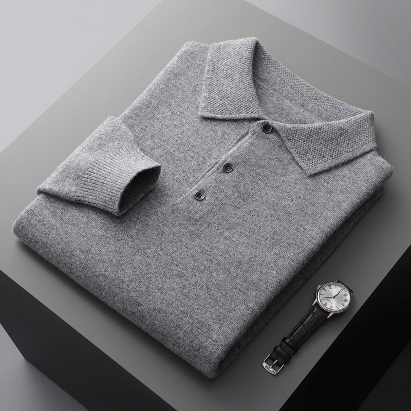 Polo de Cachemira de Manga Larga para Hombre Cómodo