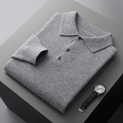 Polo de Cachemira de Manga Larga para Hombre Cómodo