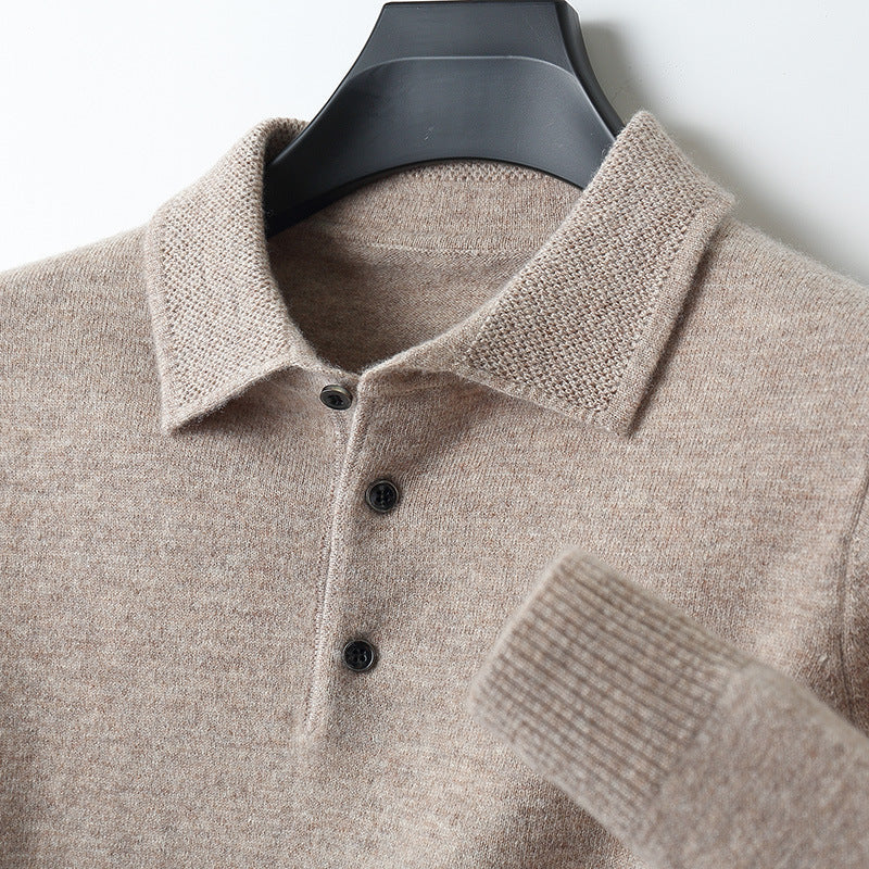 Polo de Cachemira de Manga Larga para Hombre Cómodo