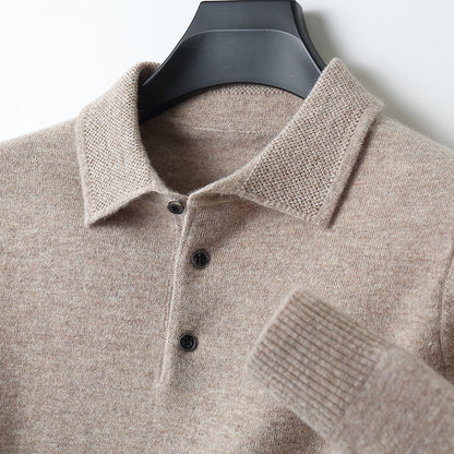 Polo de Cachemira de Manga Larga para Hombre Cómodo