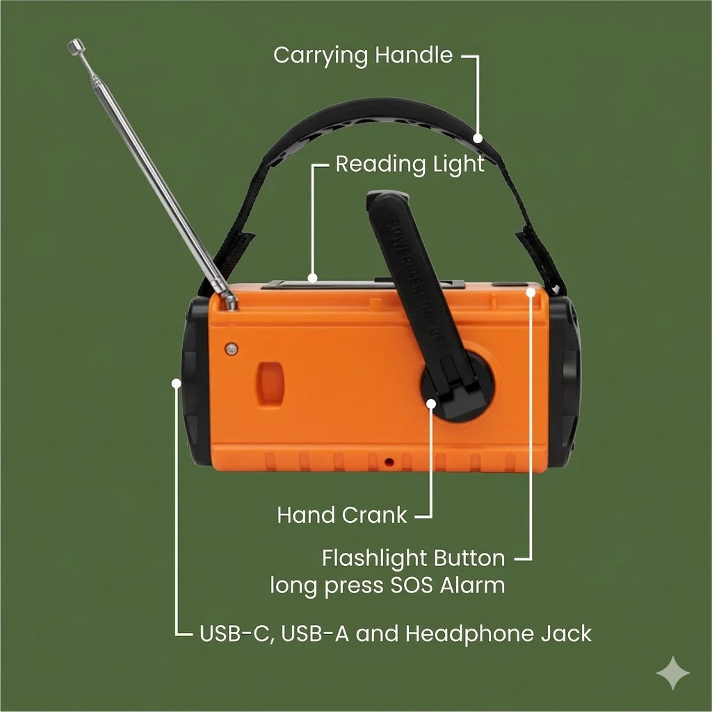 Radio de emergencia solar portátil
