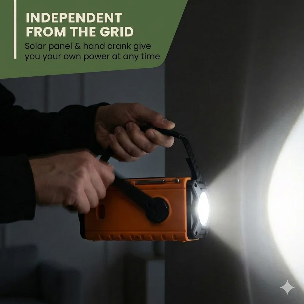 Radio de emergencia solar portátil