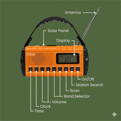 Radio de emergencia solar portátil
