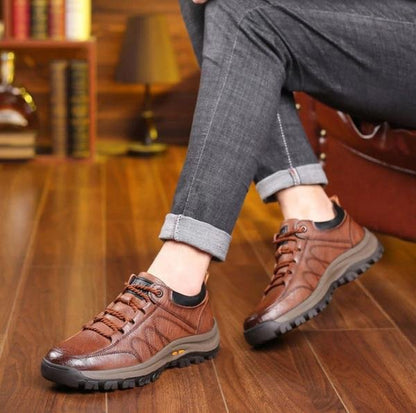 Zapatos cómodos de cuero sin cordones para hombre con soporte ortopédico