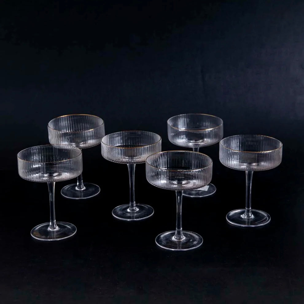 Juego de 6 copas altas para cóctel con borde transparente