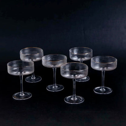 Juego de 6 copas altas para cóctel con borde transparente