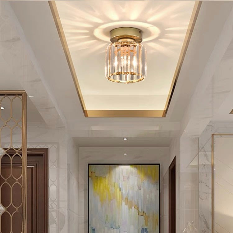 Flush Mount Crystal Light Fixture E27 Socket Black Gold for Bedroom Living Room Hallway Indoor Home Décor Compact Reflective Shade Elegant A