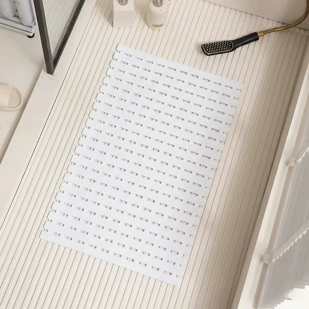 Textured Silicone Shower Mat with Suction Grip | Anti-Slip Bathroom Floor Cover for Tubs and Stalls | Drainage Design for Safety