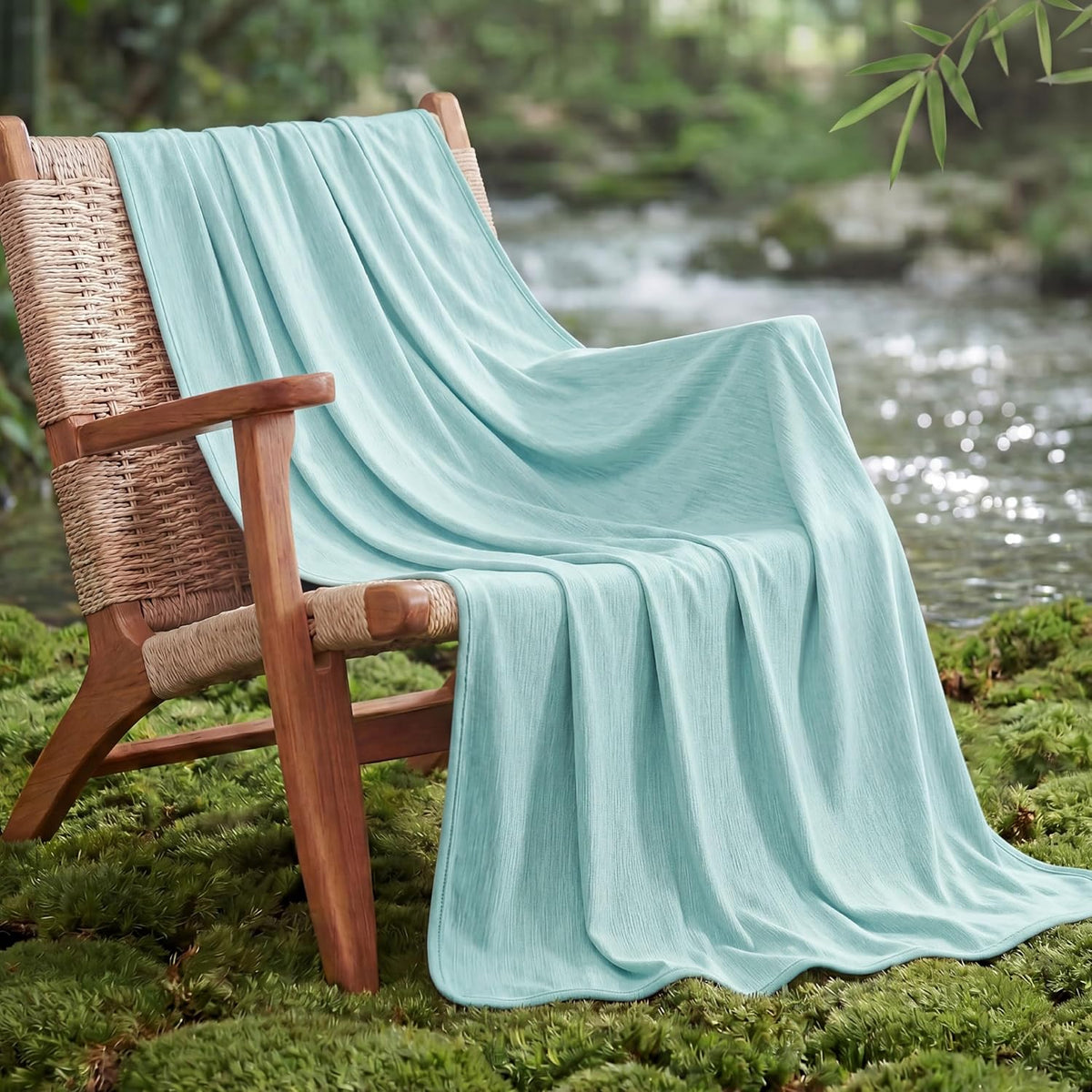 Confort Acogedor | Manta refrescante de verano de rayón de bambú para personas calurosas | Manta ligera para viajes y uso al aire libre