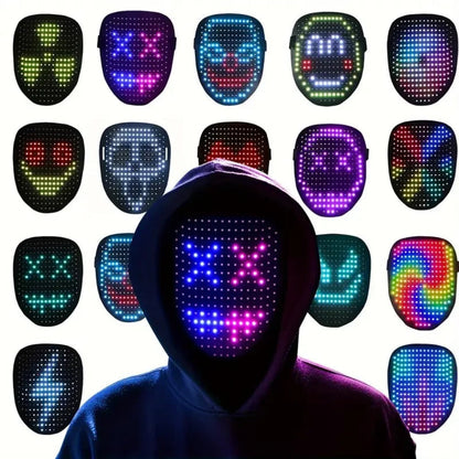 Illuminated Costume Mask | LED Full Face Design for Halloween Parties