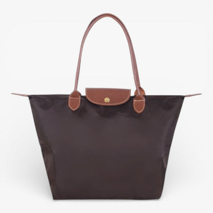 Water-Resistant Nylon Tote Bag with Leather Accents – Spacious Everyday Carry Purse for Work Travel Shopping