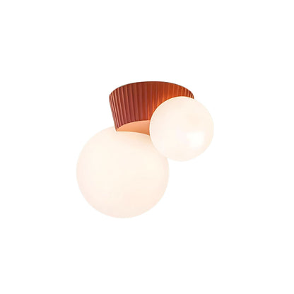 Dual-Globe Flush Mount Light 8.5 in Green Resin for Bedroom Hallway Ambient Lighting G9 Socket Compact Overhead Fixture