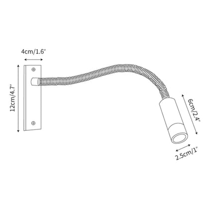 Adjustable LED Reading Light Wall Mount Black Metal Gooseneck Arm Sconce for Bedroom Nightstand Study Desk Task Lighting Modern Minimalist S