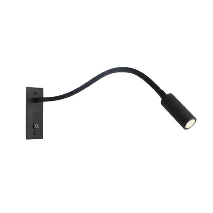 Adjustable LED Reading Light Wall Mount Black Metal Gooseneck Arm Sconce for Bedroom Nightstand Study Desk Task Lighting Modern Minimalist S