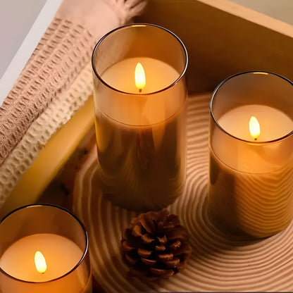 Remote-Controlled Flameless LED Candles with Smoke Glass Housing for Living Rooms, Bedrooms & Dining Spaces