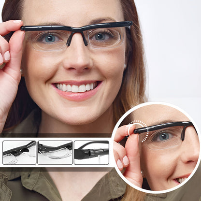 Adjustable Focus Reading Glasses with Dial Control for Near and Distance Vision, Variable Strength Eyewear for Men and Women