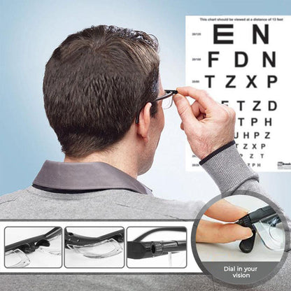 Adjustable Focus Reading Glasses with Dial Control for Near and Distance Vision, Variable Strength Eyewear for Men and Women