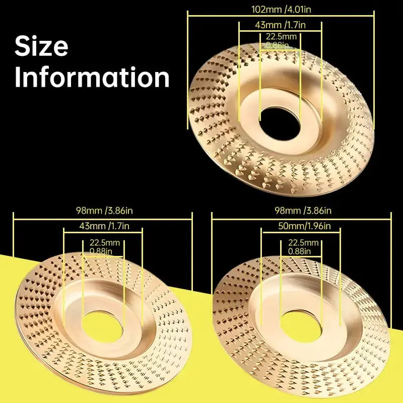 Tungsten Carbide Shaping Wheel Set for Angle Grinders – 3-Piece Wood Carving Sanding Disc Kit for Woodworking, Sculpting & Surface Finishing