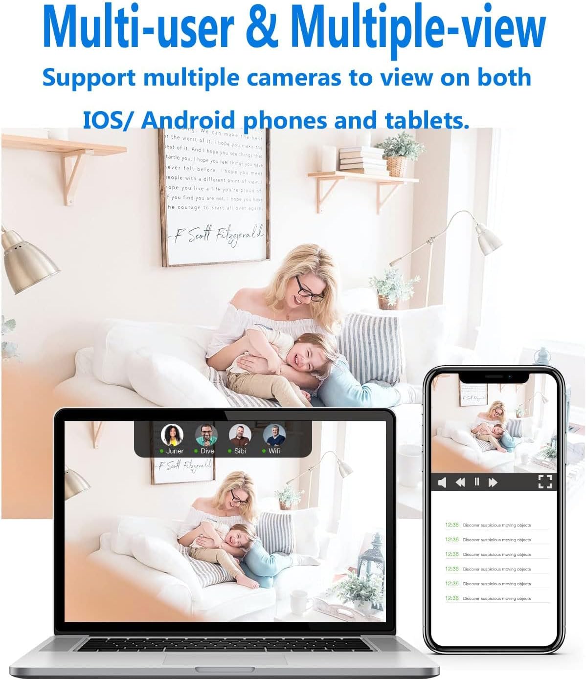 Indoor WiFi Security Camera 1080P HD Motion Detection Night Vision Home Monitoring System Wireless Surveillance Cam for Bedroom Office Livin