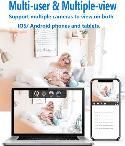 Indoor WiFi Security Camera 1080P HD Motion Detection Night Vision Home Monitoring System Wireless Surveillance Cam for Bedroom Office Livin
