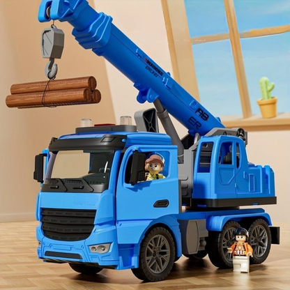 Toy Trucks for Kids, Crane Truck Toy with Lights and Sounds, Interactive Construction Toy Machinery for Ages 3 and Up