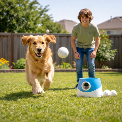 Interactive Dog Toy | Electronic Ball Launcher with Adjustable Distance | Fun Fetch Game for Active Dogs