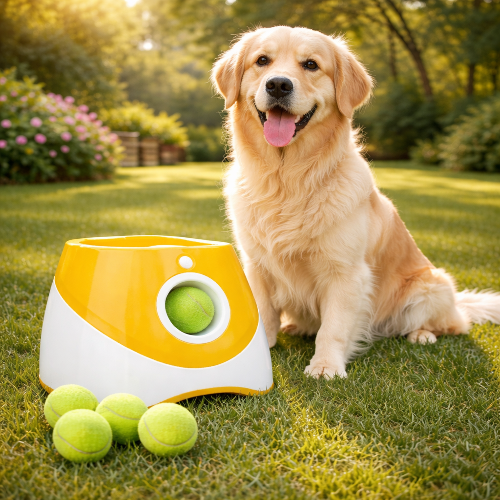 Interactive Dog Toy | Electronic Ball Launcher with Adjustable Distance | Fun Fetch Game for Active Dogs
