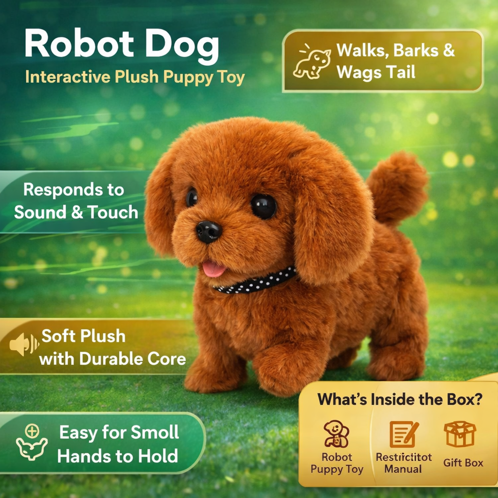 Cachorro robot interactivo | Juguete de peluche con movimientos realistas | Compañero cautivador para niños
