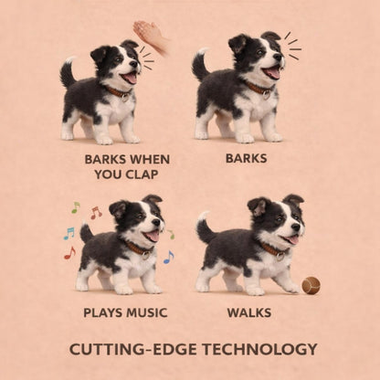 Interactive Robot Dog, Realistic Robotic Puppy with Walking and Barking, Plush Toy Dog for Kids