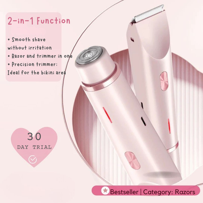 Cordless Electric Body Shaver for Women | Waterproof Trimmer for Sensitive Skin | Dual Heads Wet Dry Use | Travel-Ready USB Rechargeable