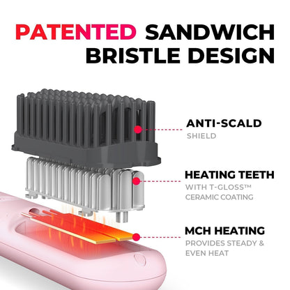 Cordless Hair Styling Brush for Straightening & Curling — Rechargeable Heat Tool for All Hair Types, Travel-Size Ceramic Smoothing Iron