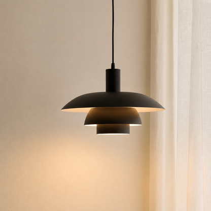 Scandinavian Metal Pendant Light with Integrated LED – Dimmable Ceiling Fixture for Dining Room & Kitchen – 11.4 in or 15.4 in Diameter