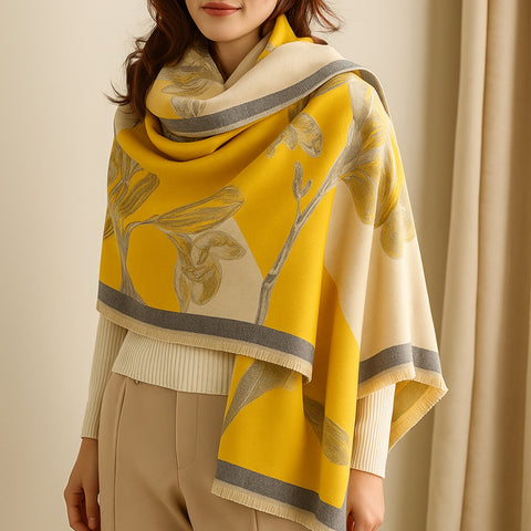 Iris Floral Scarf - Soft Thick Microfiber, Elegant Design for Women