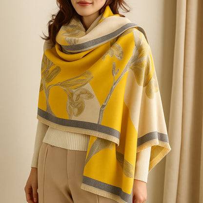 Iris Floral Scarf - Soft Thick Microfiber, Elegant Design for Women