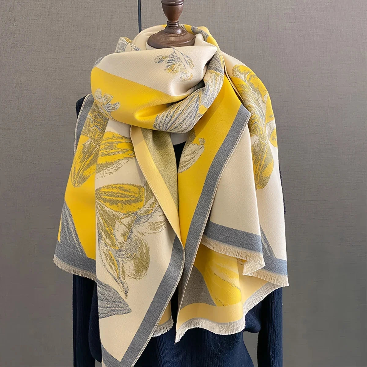Iris Floral Scarf - Soft Thick Microfiber, Elegant Design for Women