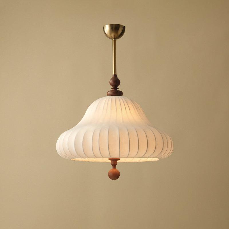 Adjustable Hanging Lamp with Layered Petal Shade Wood Metal Mixed Material 20 Inch Diameter for Dining Living Bedroom